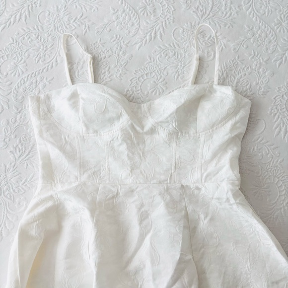 NWOT Lulus Meet for Tea White Jacquard Bustier Midi Dress With Pockets XLarge - Picture 3 of 8